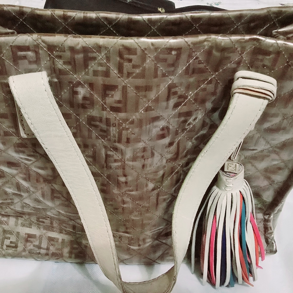 Fendi Beige Women's Bag with Multicolor Tassel - Picture 8 of 10